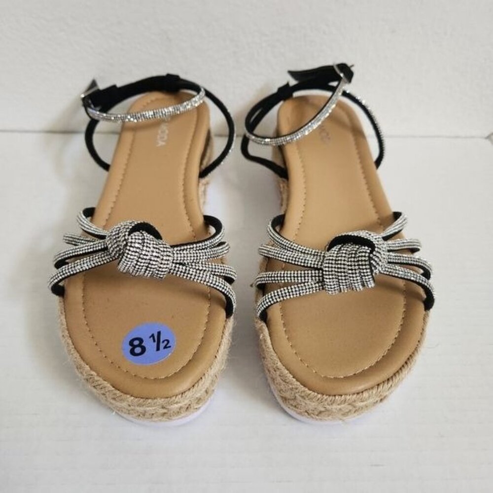 Top moda Knotted Rhinestone Wedge Sandals Bling Bling Platform Size 8,5 - Picture 4 of 9